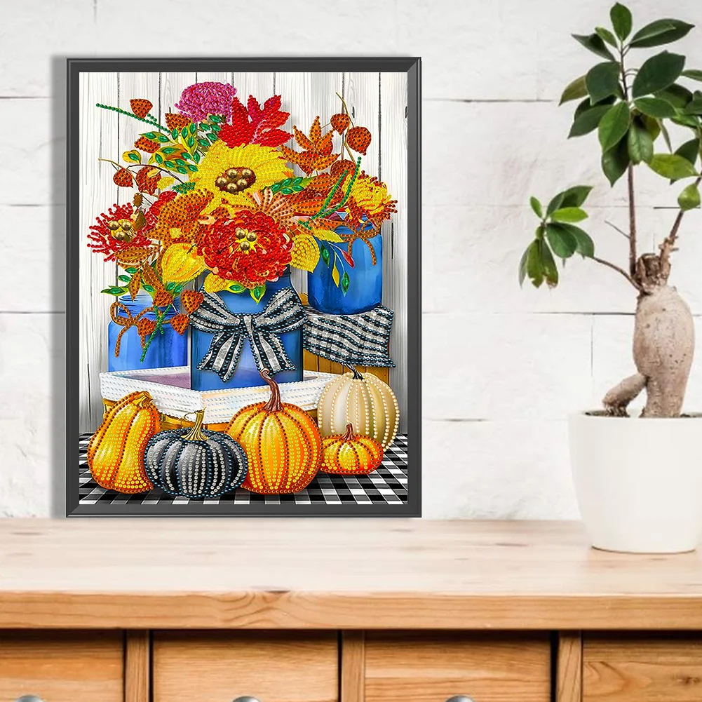 Diamond Painting - Partial Special Shaped Drill - Pumpkin Flora(Canvas|30*40cm)
