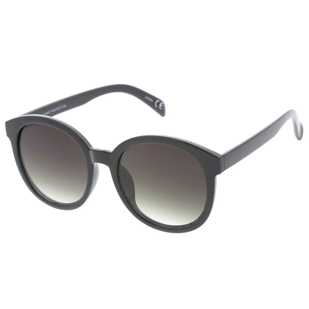 Oversize Horn Rimmed Flat Lens Round glasses 55mm