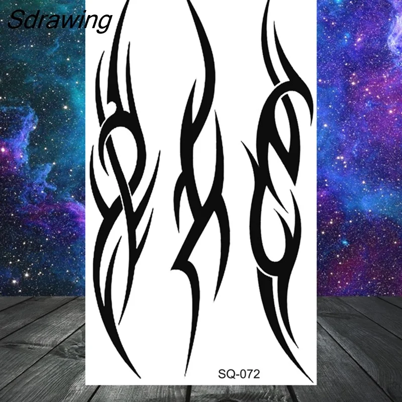 Sdrawing Tribal Anchor Scorpion Dragon Thorns Temporary Tattoos For Women Men Kids Cross Tatoo Butterfly Skull Fake Tattoo Small