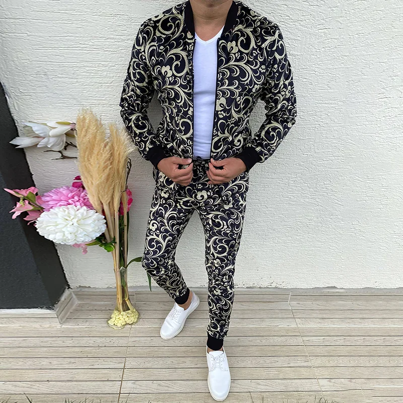 Vintage Gold Flower Jacket And Pants