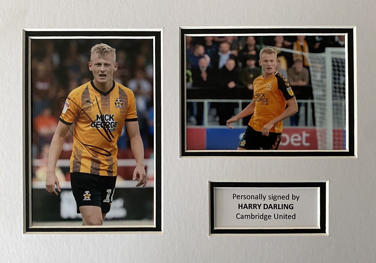 Harry Darling Genuine Hand Signed Cambridge United Photo Poster painting In A4 Mount Display