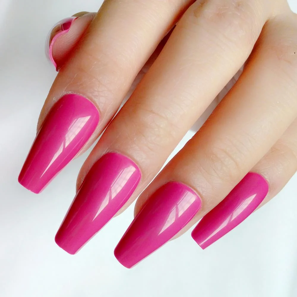 24Pcs Long Ballerina Coffin False Nails For Design Glossy Natural Pink Artificial Nails DIY Full Cover Finger Tips Manicure Tool-Nail Inspo