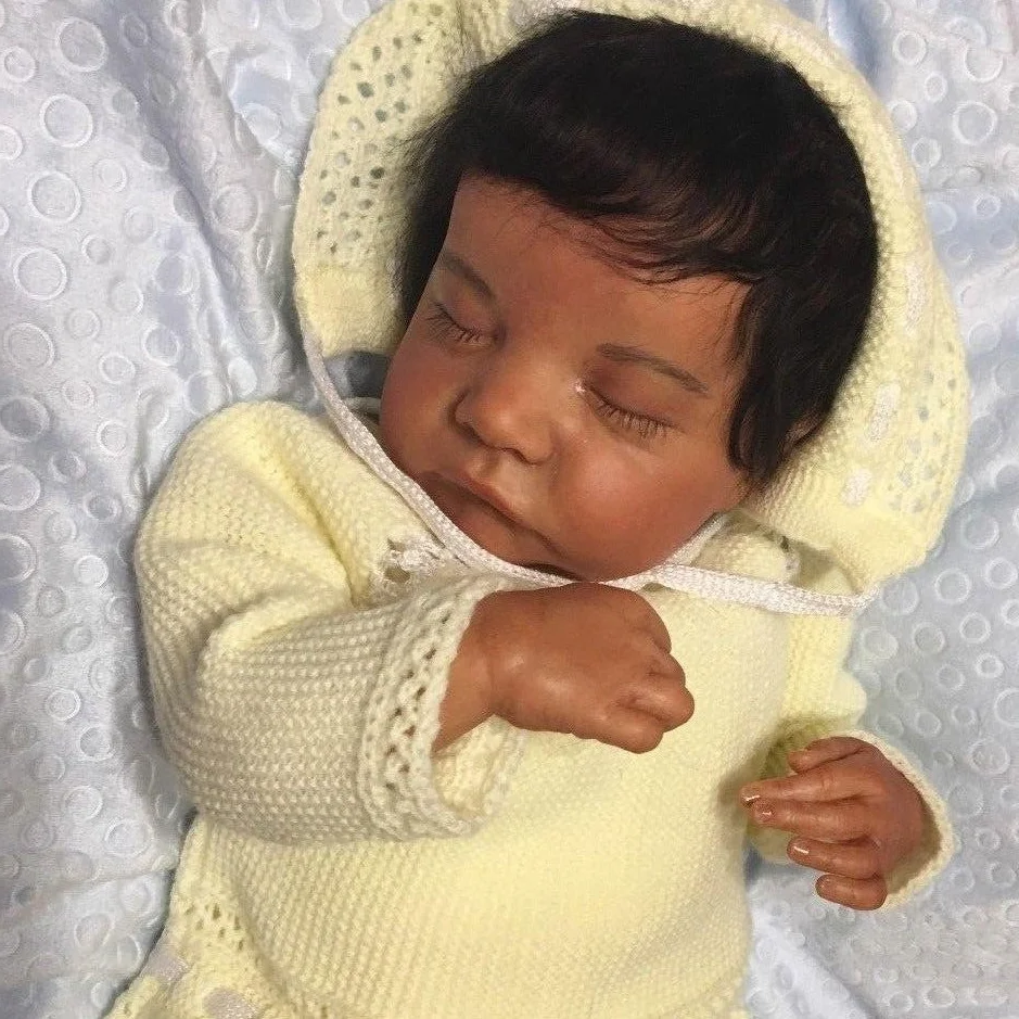 Soft Weighted Body Reborn Girl Gideon 20" Biracial Reborn Boy Doll Set,with Bottle and Pacifier