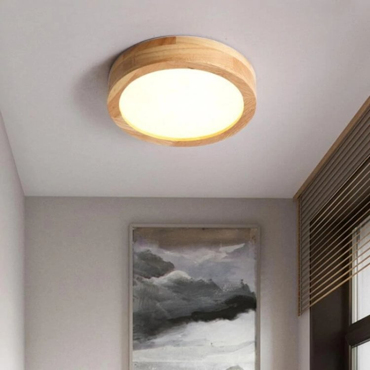Simple Wooden Round Ceiling Light - Appledas