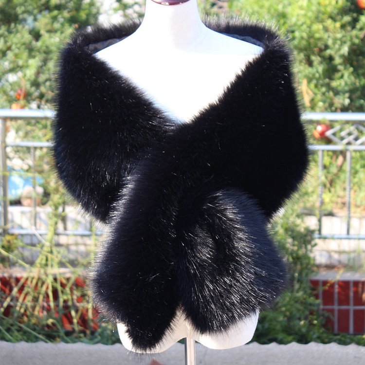 Casual Female Fur Wrapped Neck Shawl