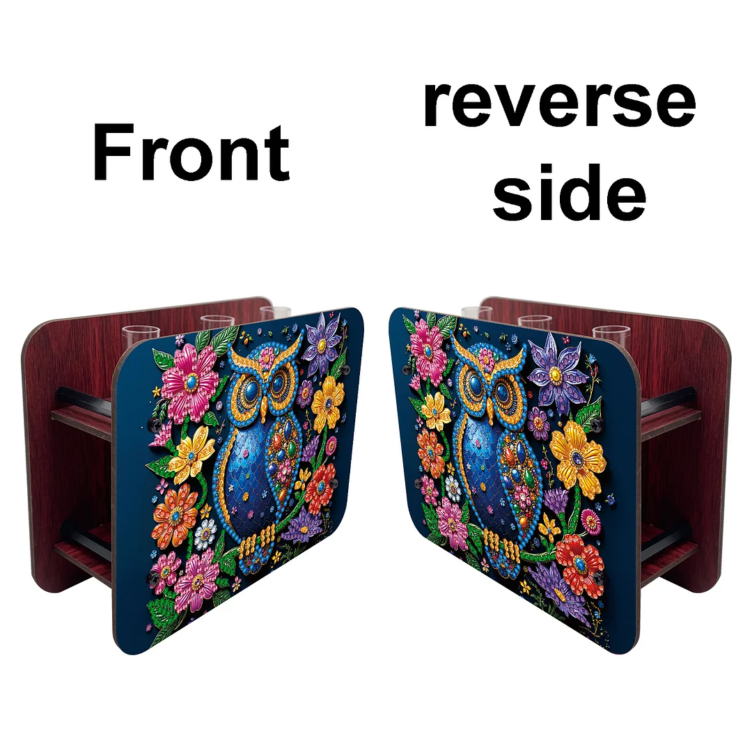 Gem Owl DIY Diamond Painting Wooden Tube Vase for Adults Gift Idea Home Decor