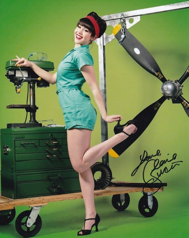 Claire sinclair signed autographed airplane playboy pinup Photo Poster painting