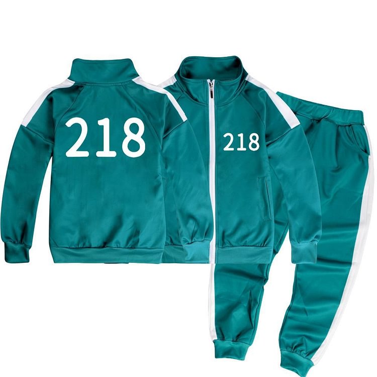 Mayoulove Boys Squid Player 218 Kids T Shirt Jacket Pants 3Set Tracksuit Costume-Mayoulove