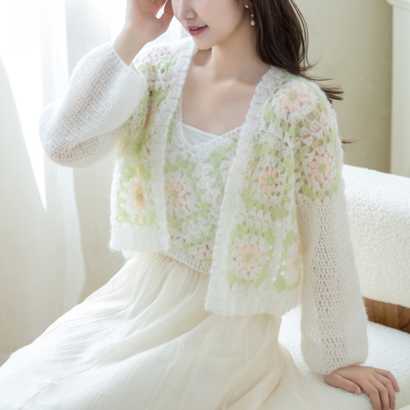 Susu's Traditional Granny Square Crochet Kit - DIY Handmade Cardigan Yarn Set