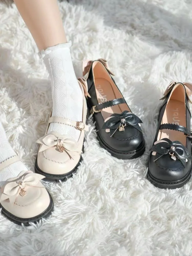 Sweet Bow Black/Apricot Mary Janes BE978