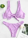 ZAFUL Print Flower Sexy Bikinis Women Push Up Swimsuit Bikini Set Bandage Swimwear Yellow Thong Bathing Suit 2019 Swimming Suit