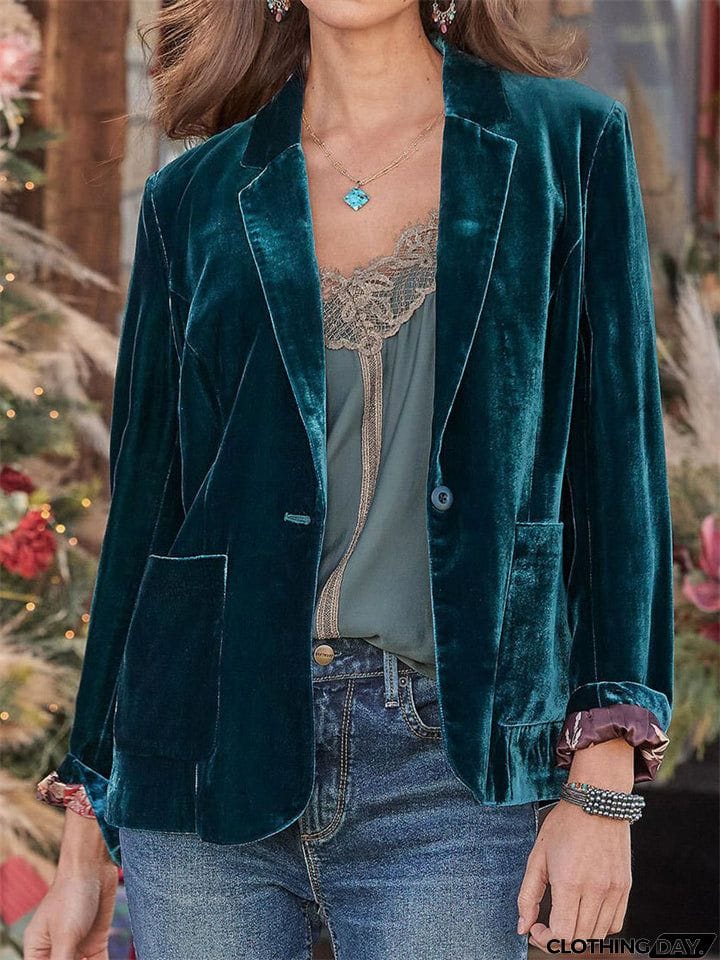 Women's Gorgeous Velvet Lapel Business Small Suit Jacket