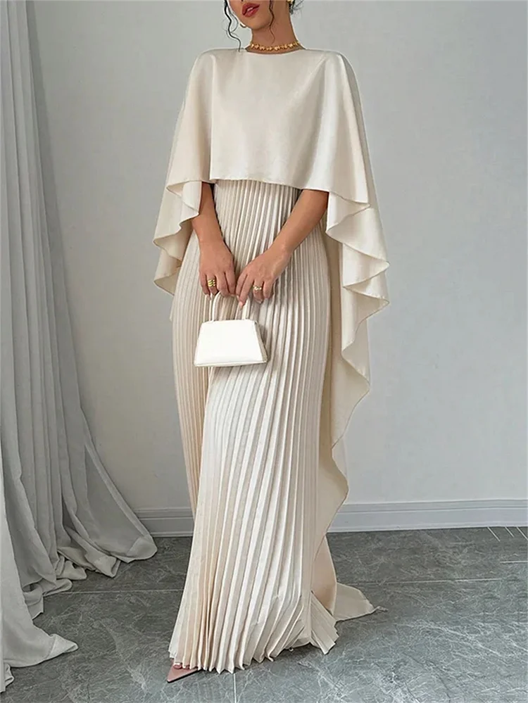 Loose Batwing Sleeve Pleated Irregular Elegant Dress