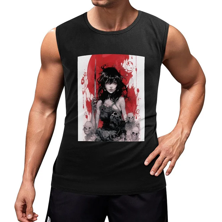 Sleeveless T-shirt GOTH GIRL ILLUSTRATION  customized, personalized, gift