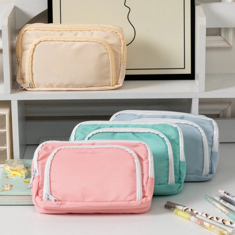 New Student Pencil Case Large Capacity Simple Front Window Stationery Box Girl Cosmetic Bag Storage Bag Pencil Case
