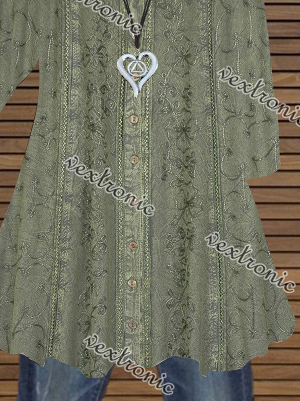 Women Half Sleeve V-neck Floral Printed Graphic Top Dress