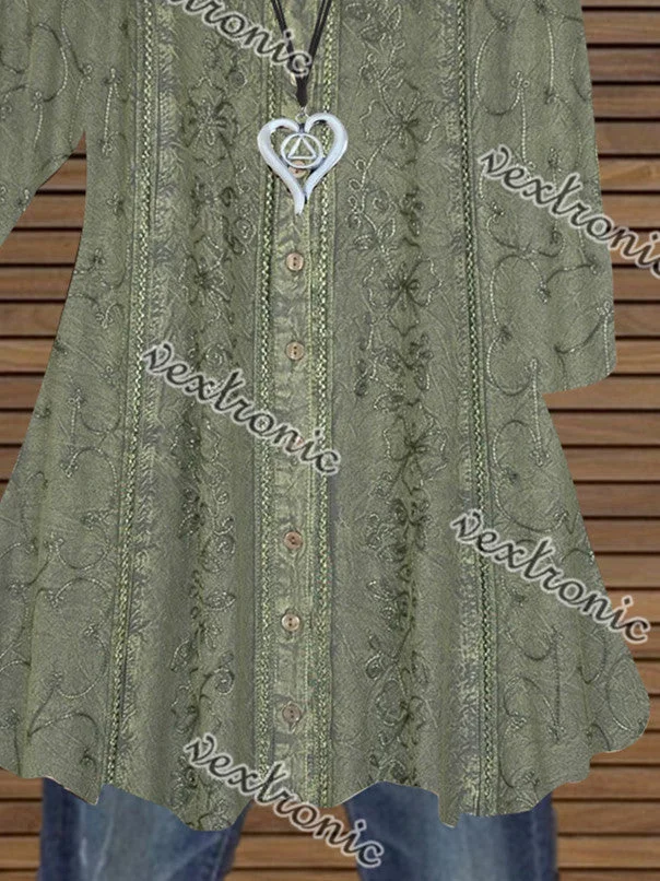 Women Half Sleeve V-neck Floral Printed Graphic Top Dress