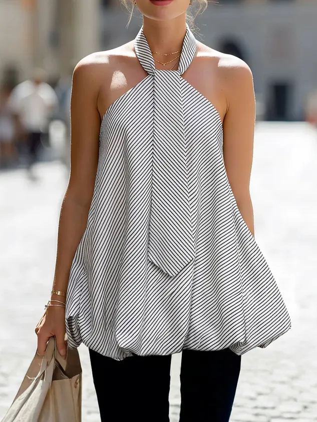 Urban Striped Halter Neck Blouse mysite idetrend