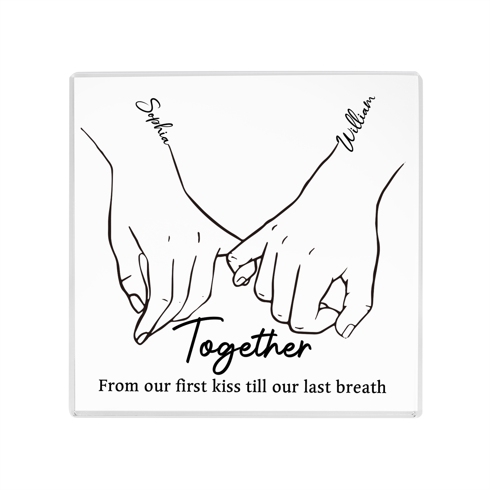 Personalised Acrylic Square Keepsake Custom 2 Names & 2 Texts Pinky Swear Rectangle Plaque Gift for Couples-Jessemade AU