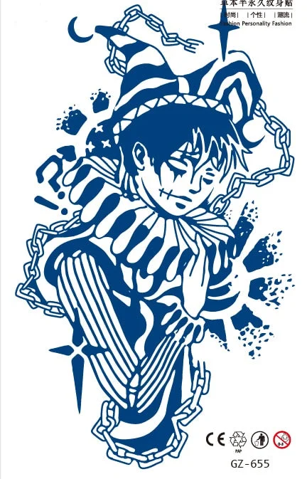 Temporary Waterproof Tattoo Stickers Ancient Chinese God of War Totem Thinker Juice Ink Men Women Girl Chest Arm Body Fake Tatoo