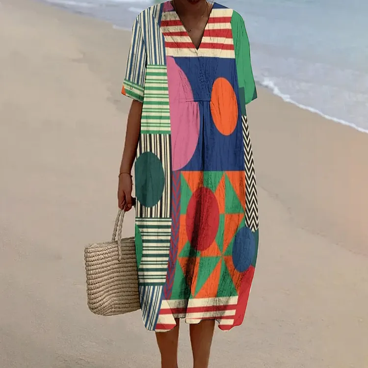 Women's Abstract Printed Flowy Dress