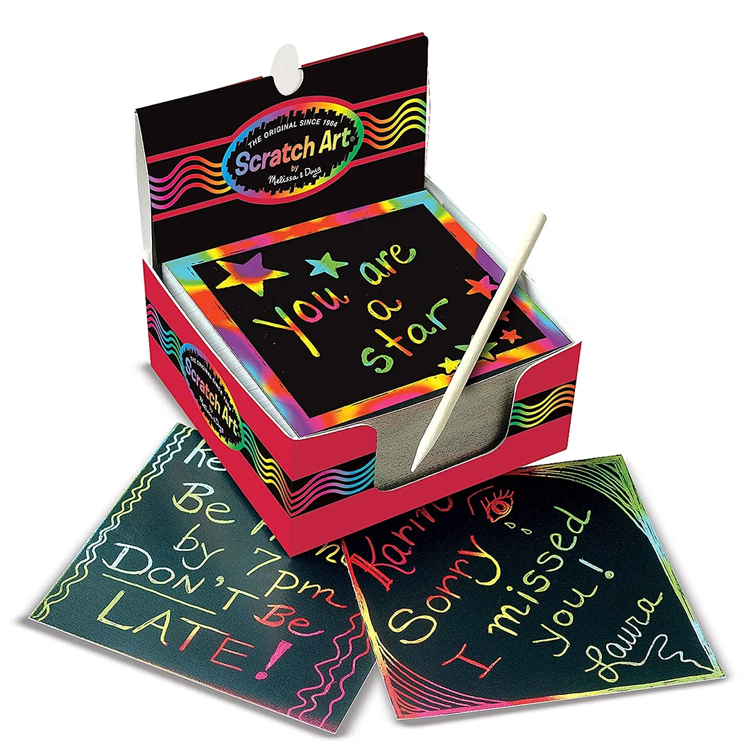 Art Box of Rainbow Mini Notes - The Original (Arts & Crafts, Wooden Stylus, 125 Count, Great Gift for Girls and Boys