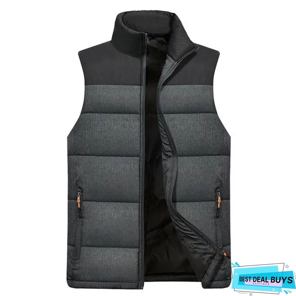 Men Down Vest Men's Warm Thick Coats Jacket and Coats Zipper Multiple Pockets Casual Vests Sleeveless Jacket