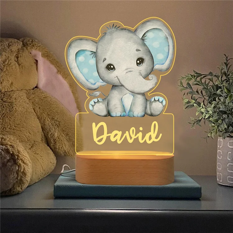 Kettenmachen Personalisierte Name Elefant Nachtlicht für Kind
