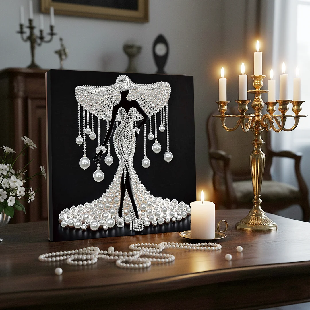 Elegant Lady - DIY Pearl Diamond Art Kit With Frame 30*30cm
