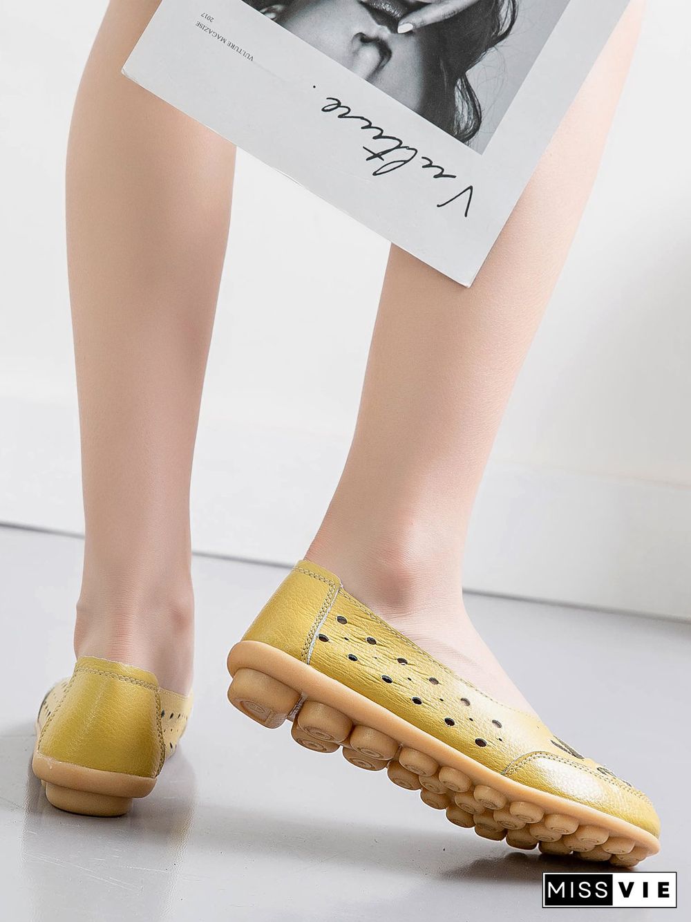 Hollow Leather Soft Sole Shoes