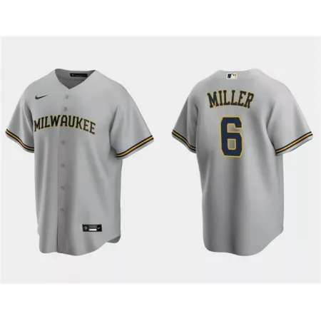 Men's Milwaukee Brewers #6 Owen Miller Grey Cool Base Stitched Jersey