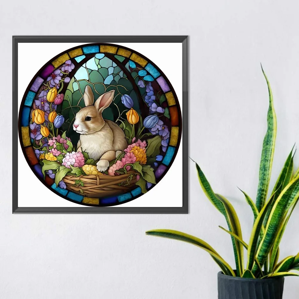 Diamond Painting - Full Round Drill - Stained Glass Dolphin(Canvas|30*30cm)