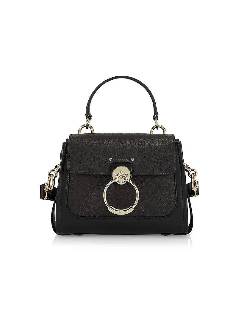 Chlo&eacute; Mini Tess Leather Day Bag-Black