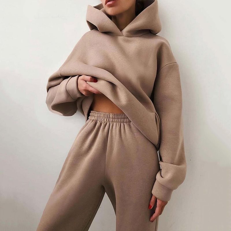 Fashion Casual Polyester Hoodie Two-Piece Set MusePointer