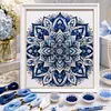 Blue And White Porcelain-Mandala-Partial 11CT Stamped Cross Stitch Bead Embroidery 36*36cm tapestrymarket