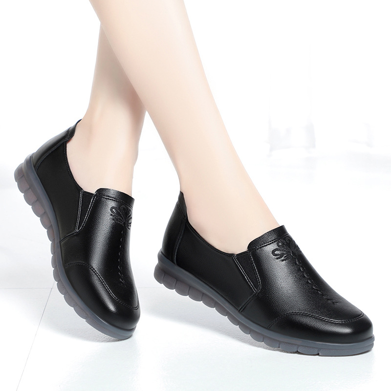 Kerwet popular women's shoes 3cm Comfortable Deep Mouth Soft Leather Shoes Women Loafers Spring 2025 Flat Platform Footwear Mother Work Shoes Soft Bottom
