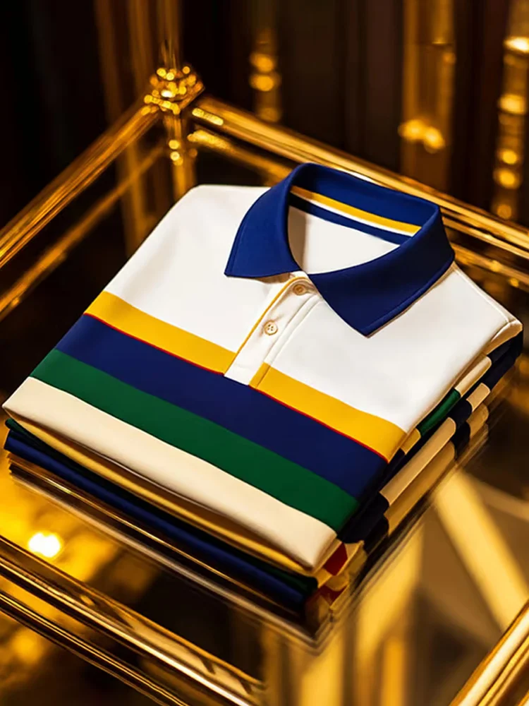 Men's Retro Letter Print Casual Polo Shirt