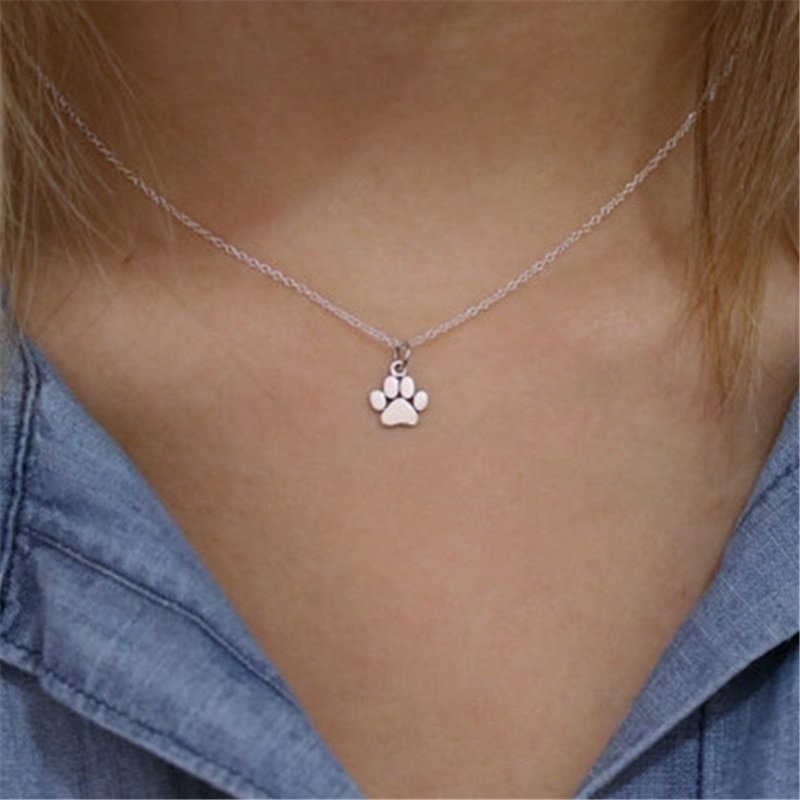 UsmallLifes King Women Trendy Pet Memorial Gold Necklace Girls Cute Animal Paw Print Pendant US Mall Lifes