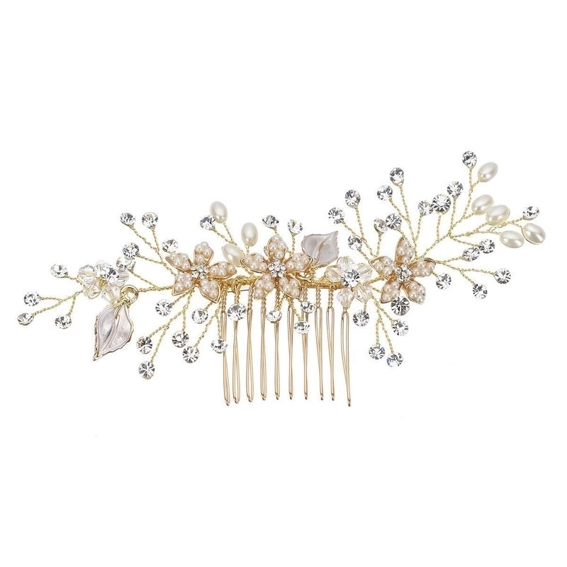 Fashion Alloy White Leaf Pearl Inlaid Diamond Hairpin