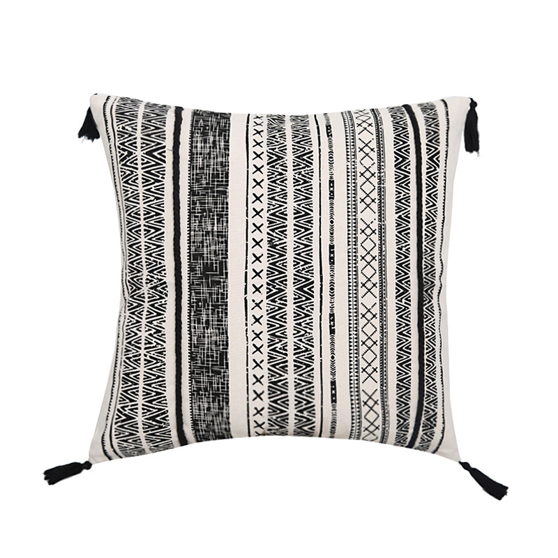 Rotimia Jacquard pillowcase fringe modern simple geometry