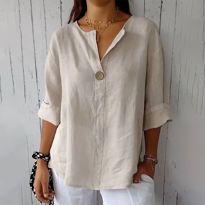 wearshes Women's Casual Solid Color Cotton Shirt