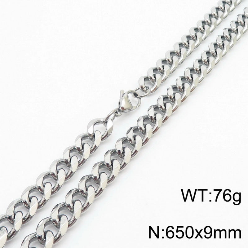 Hiphop Hip Hop Men & Women Trendy Stainless Steel Six-Sided Grinding Necklace