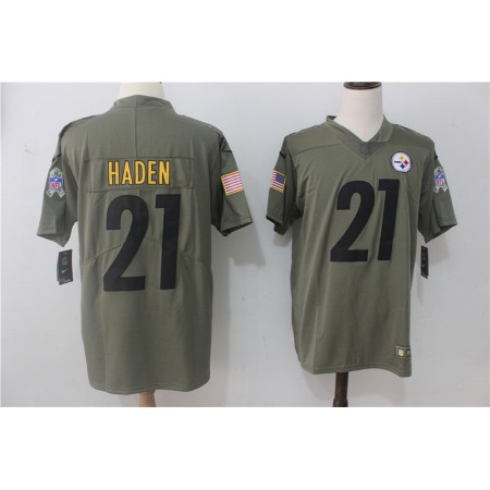 Men's  Pittsburgh Steelers #21 Joe Haden Olive Salute To Service Limited Stitched NFL Jersey