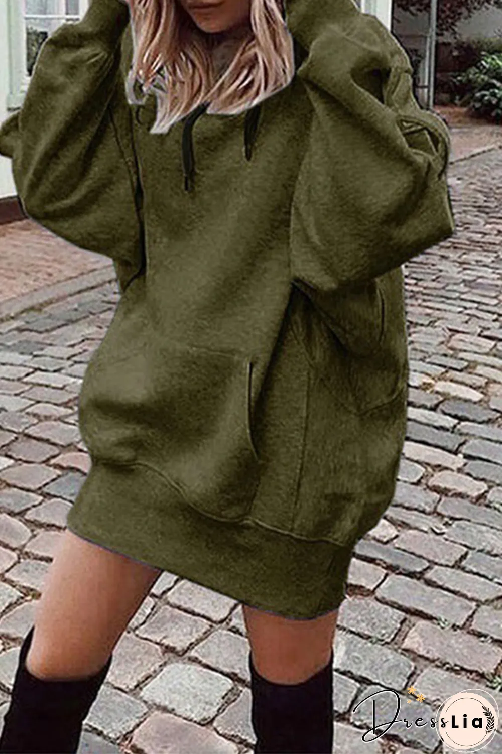 Casual Solid Draw String Hooded Collar Tops(8 Colors)