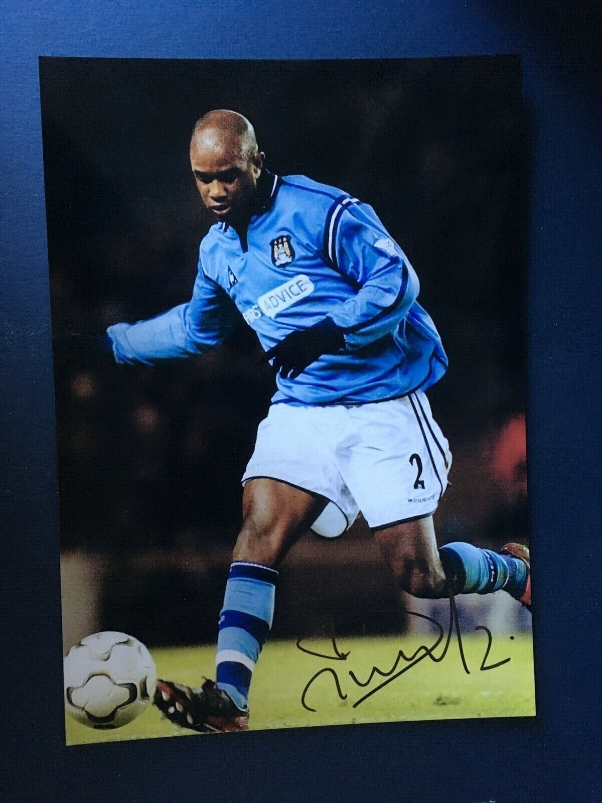 DAVID SOMMEIL - FORMER MANCHESTER CITY FOOTBALLER - EXCELLENT SIGNED Photo Poster painting