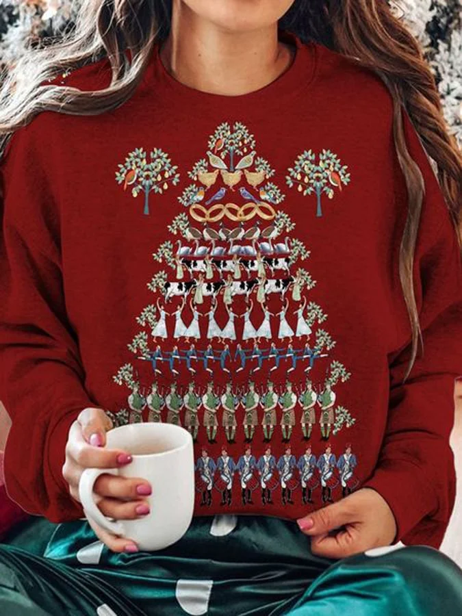 Women's Christmas Print Crew Neck Sweatshirt