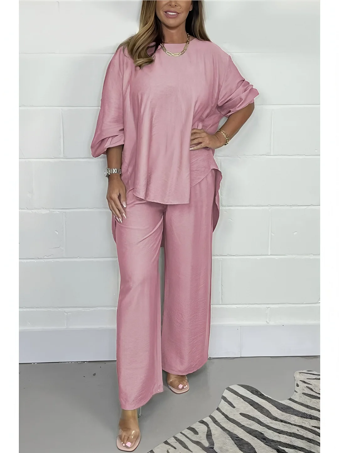 Athvotar Athvotar And Autumn 2025 New Wide Legs Trousers Casual Fashion Loose Top Size Two Sets