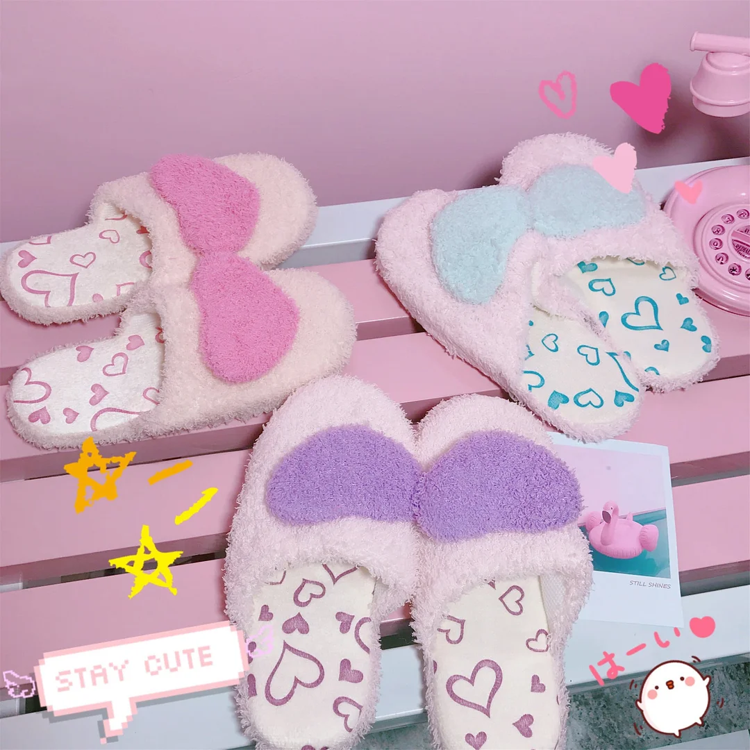 Pink/Blue/Purple Fluffy Hearts Slippers SP1711310