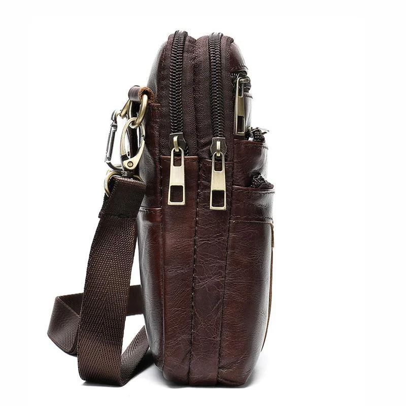 Vintage Multipurpose Leather Fanny Bags With Positions