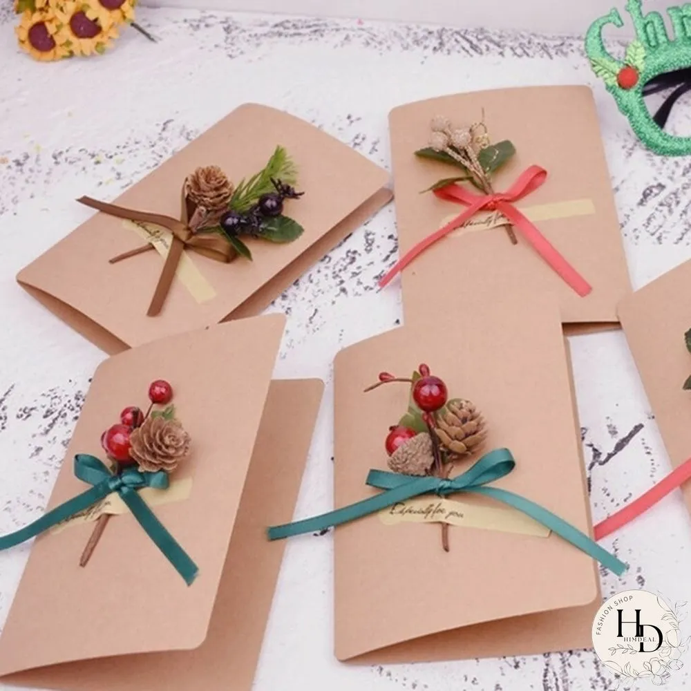 Christmas Red Berry Pine Cone Branches for Holiday Decoration Greeting Card Accessories